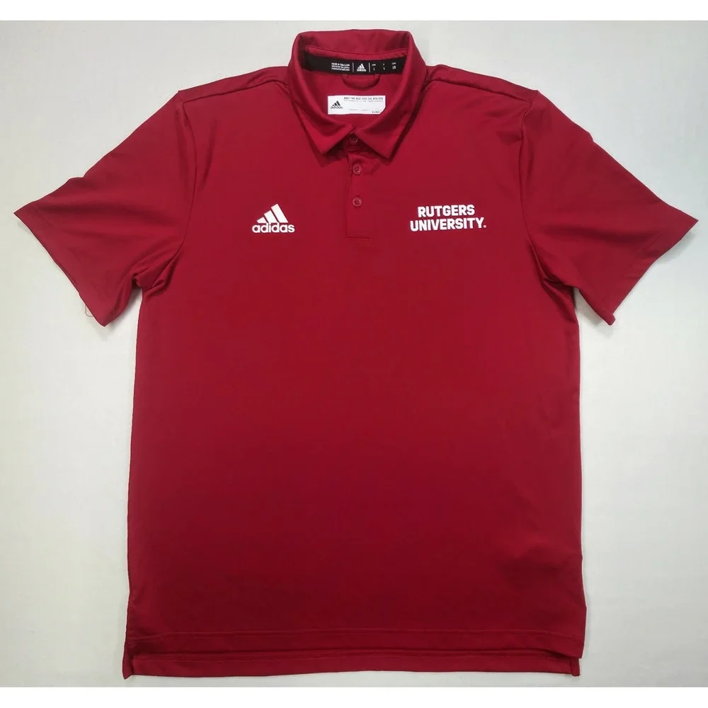 Adidas Polo Shirt Mens L Rutgers Scarlet Knights Team‎ Issue Golf Limited Use